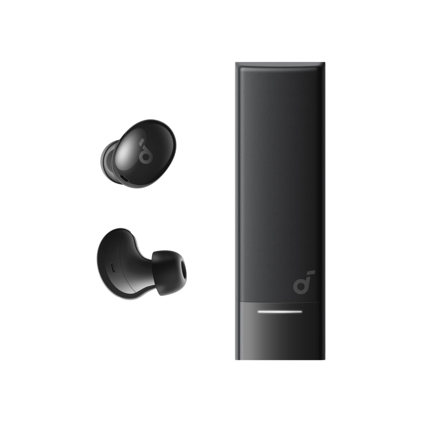 soundcore A30i earbuds official product image with lipstick-shaped charging case