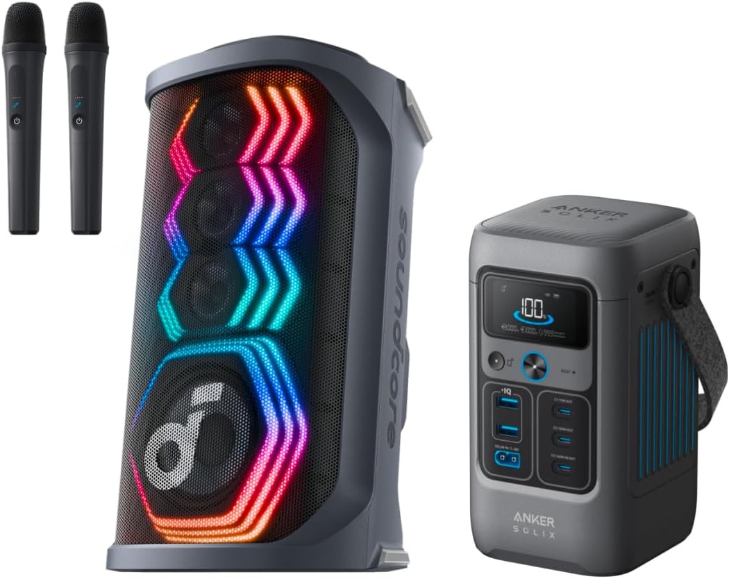 Anker Rave 3S Party Speaker with 2 Mic side view — available in Kenya at Trewrld KES 34,000, M-Pesa & free Nairobi delivery