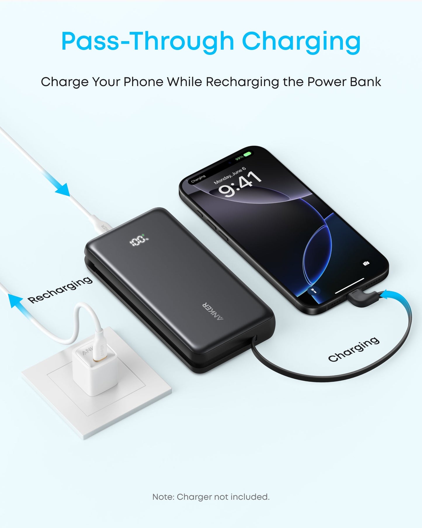 Anker Zolo Power Bank 20K - built-in USB-C cable rated for 10000 bends