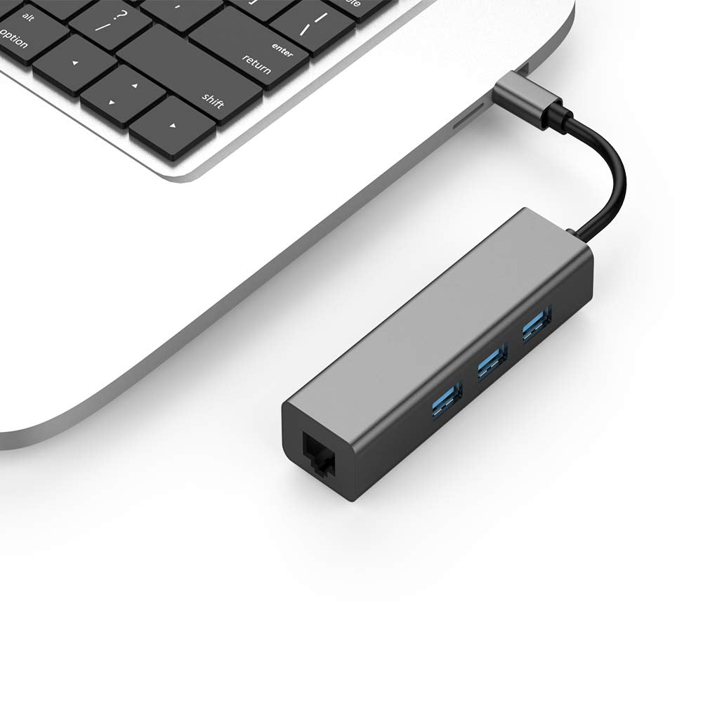 USB-C to Gigabit Ethernet USB 3.0 Adapter Hub Type-C In Kenya on Laptop| Trewrld