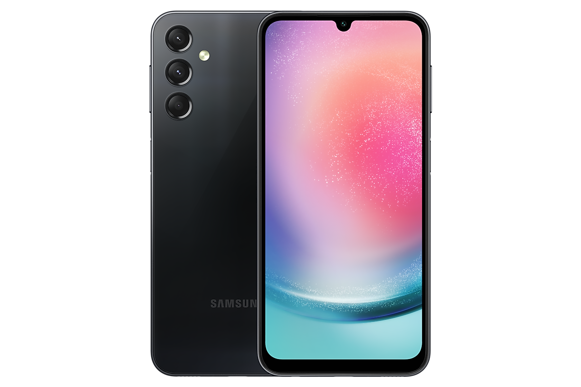 Samsung Galaxy A24 official product image, black, front view - Samsung Africa