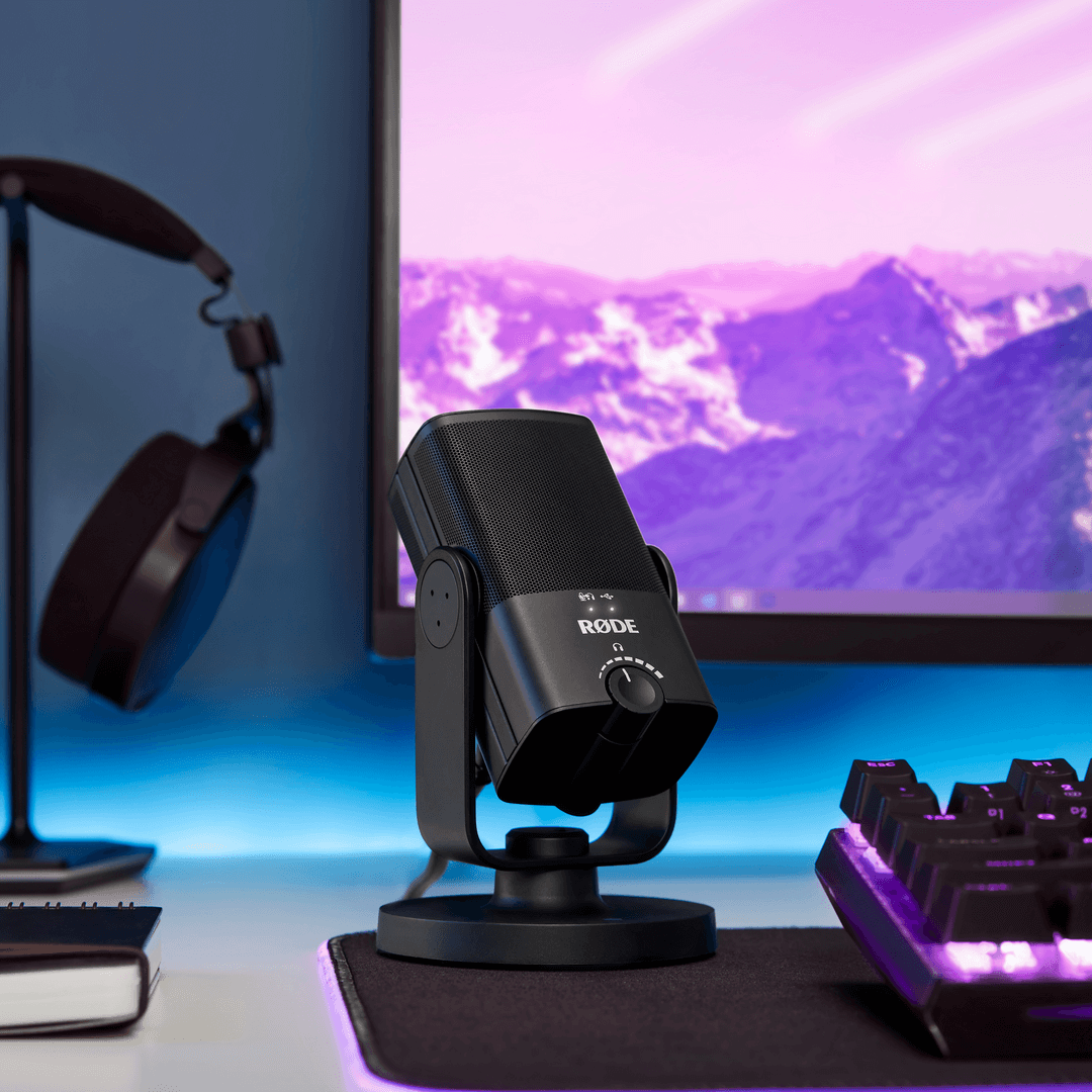 RODE NT-USB Mini side controls and volume knob close-up