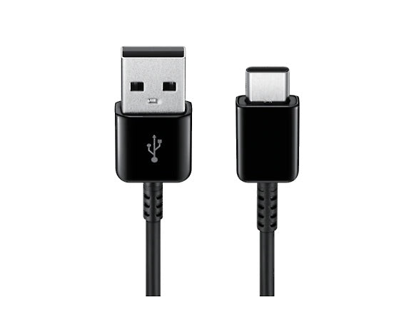 USB to USB-C charging cable in Kenya, full view of the cord with both connectors