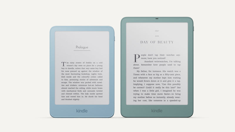 New 2026 Kindle with aluminum back in Seaglass Green and Alpine Sky (Image: Amazon)