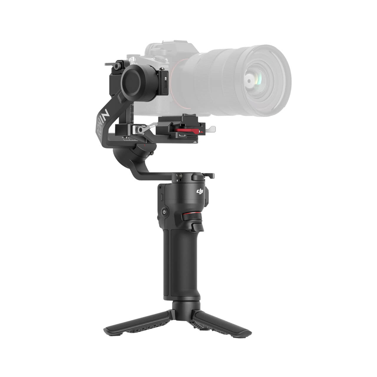 DJI RS 3 Mini folded for travel with tripod accessory