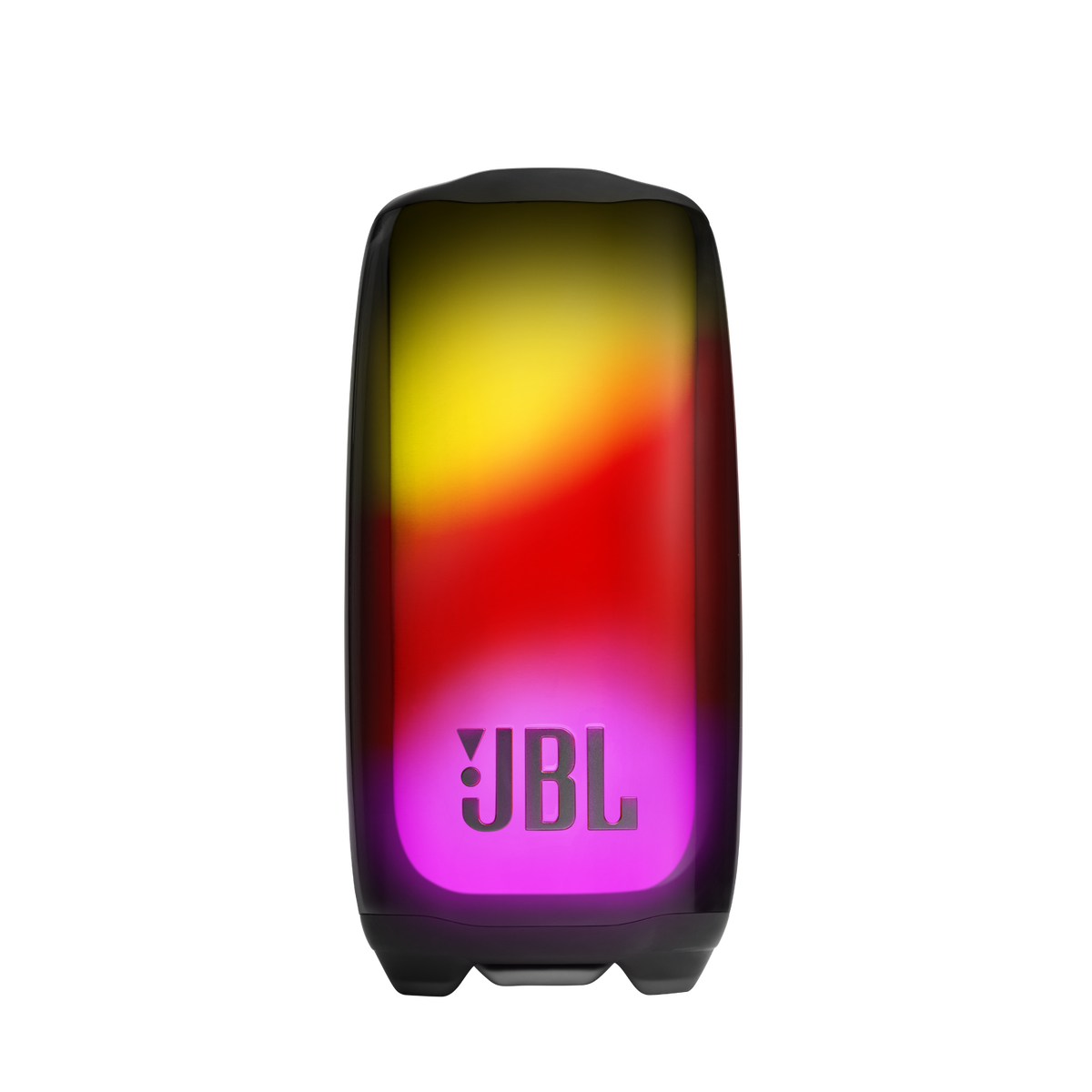 JBL Pulse 5 portable Bluetooth speaker with 360-degree light show, black, hero shot