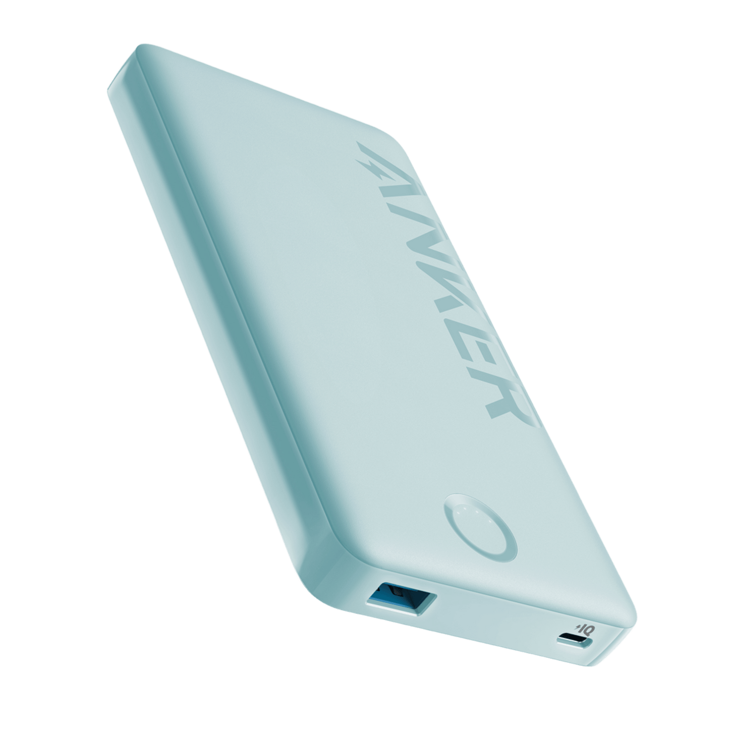 Anker 323 USB-C Power Bank (PowerCore PIQ) in White - front view, 10,000mAh