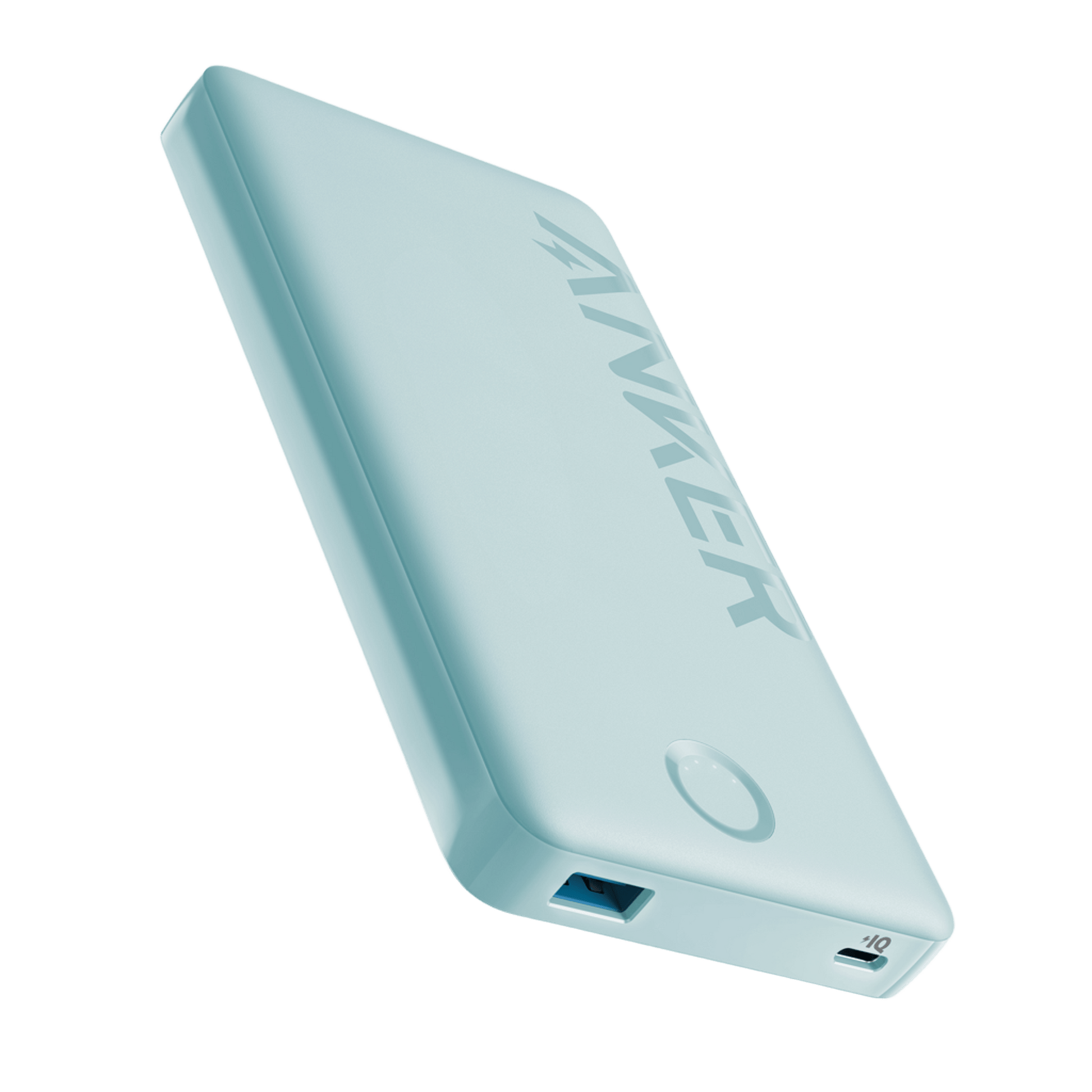 Anker 323 USB-C Power Bank (PowerCore PIQ) in White - front view, 10,000mAh