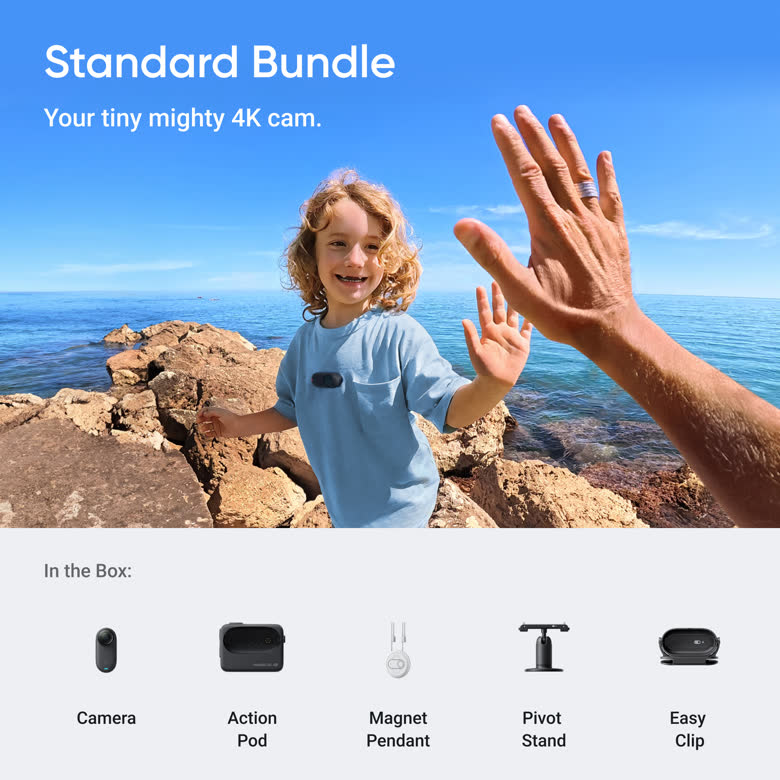 Insta360 GO 3S camera close-up, Cosmic Black