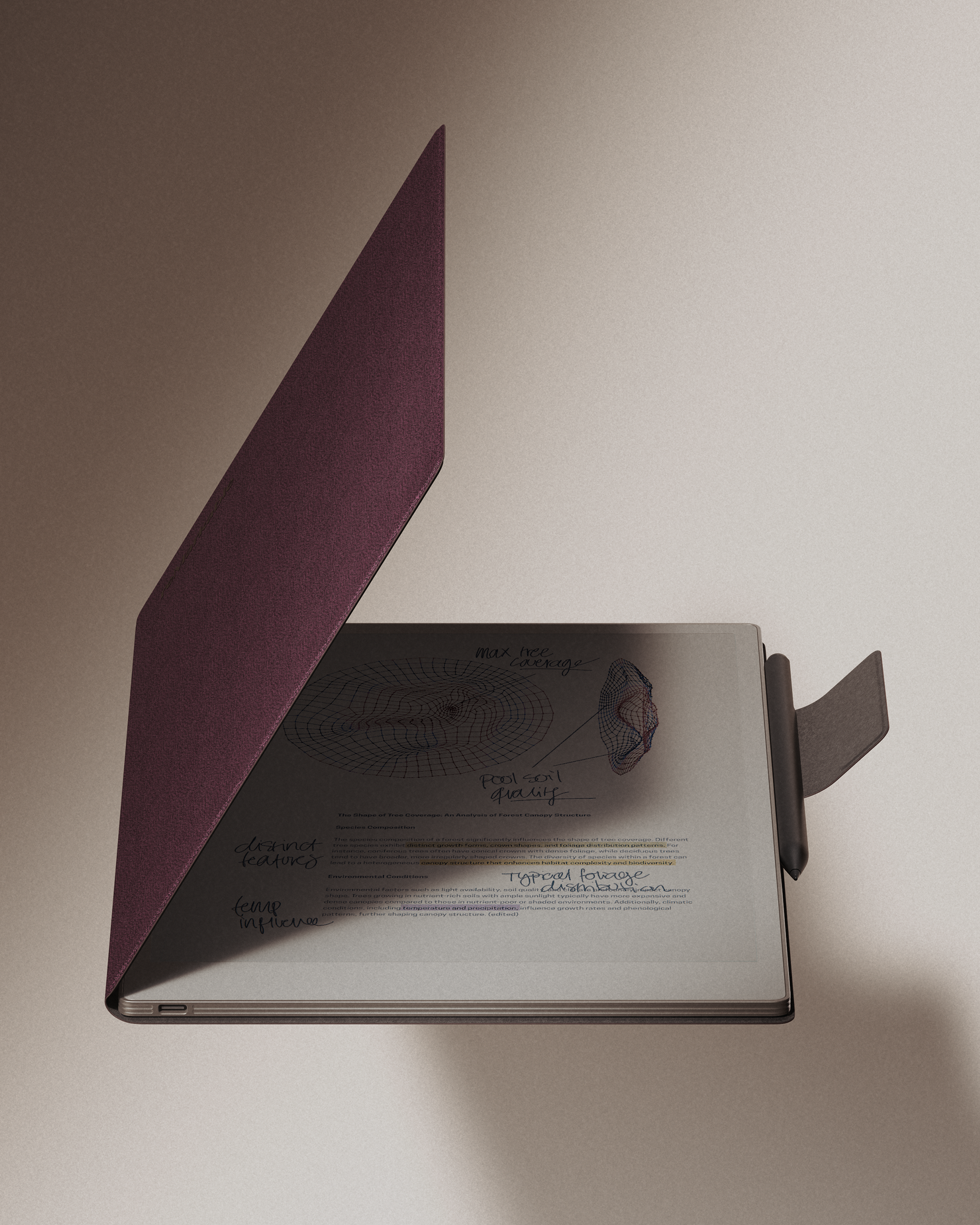 reMarkable Paper Pro with burgundy Book Folio