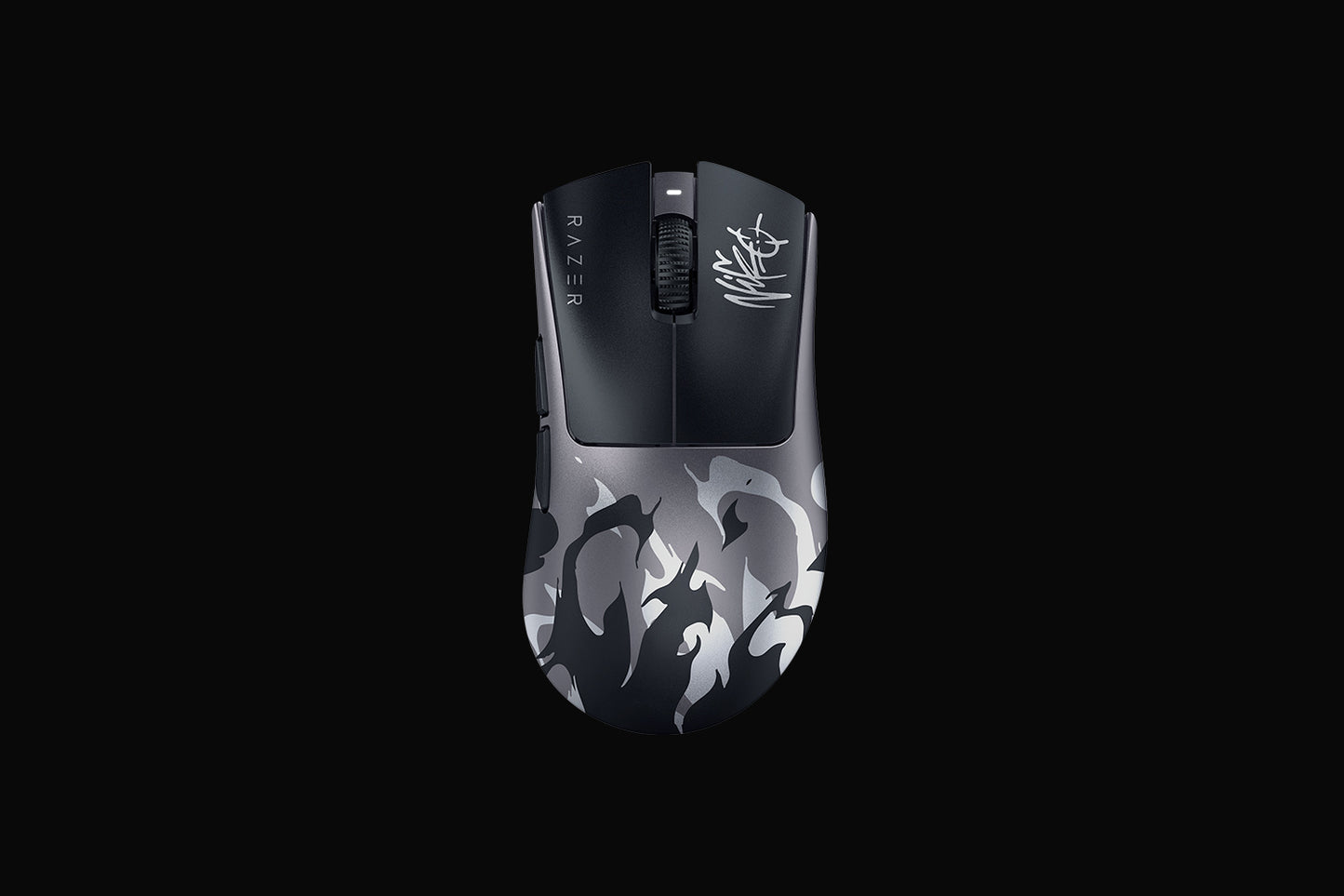 Razer DeathAdder V4 Pro NiKo Edition bottom view showing PTFE feet and sensor