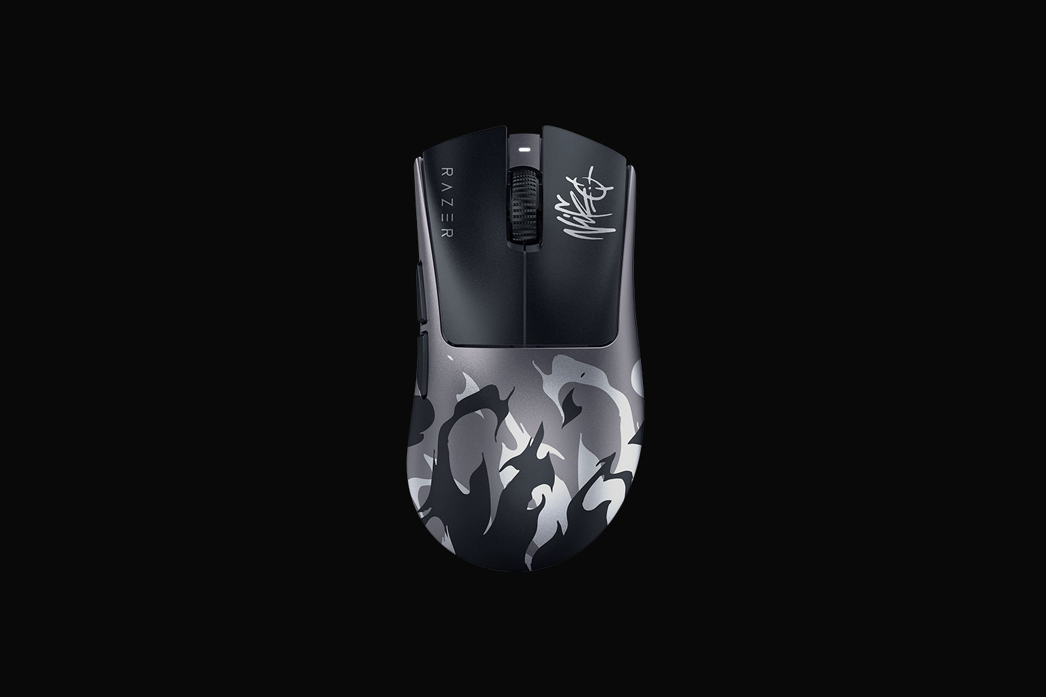Razer DeathAdder V4 Pro NiKo Edition bottom view showing PTFE feet and sensor