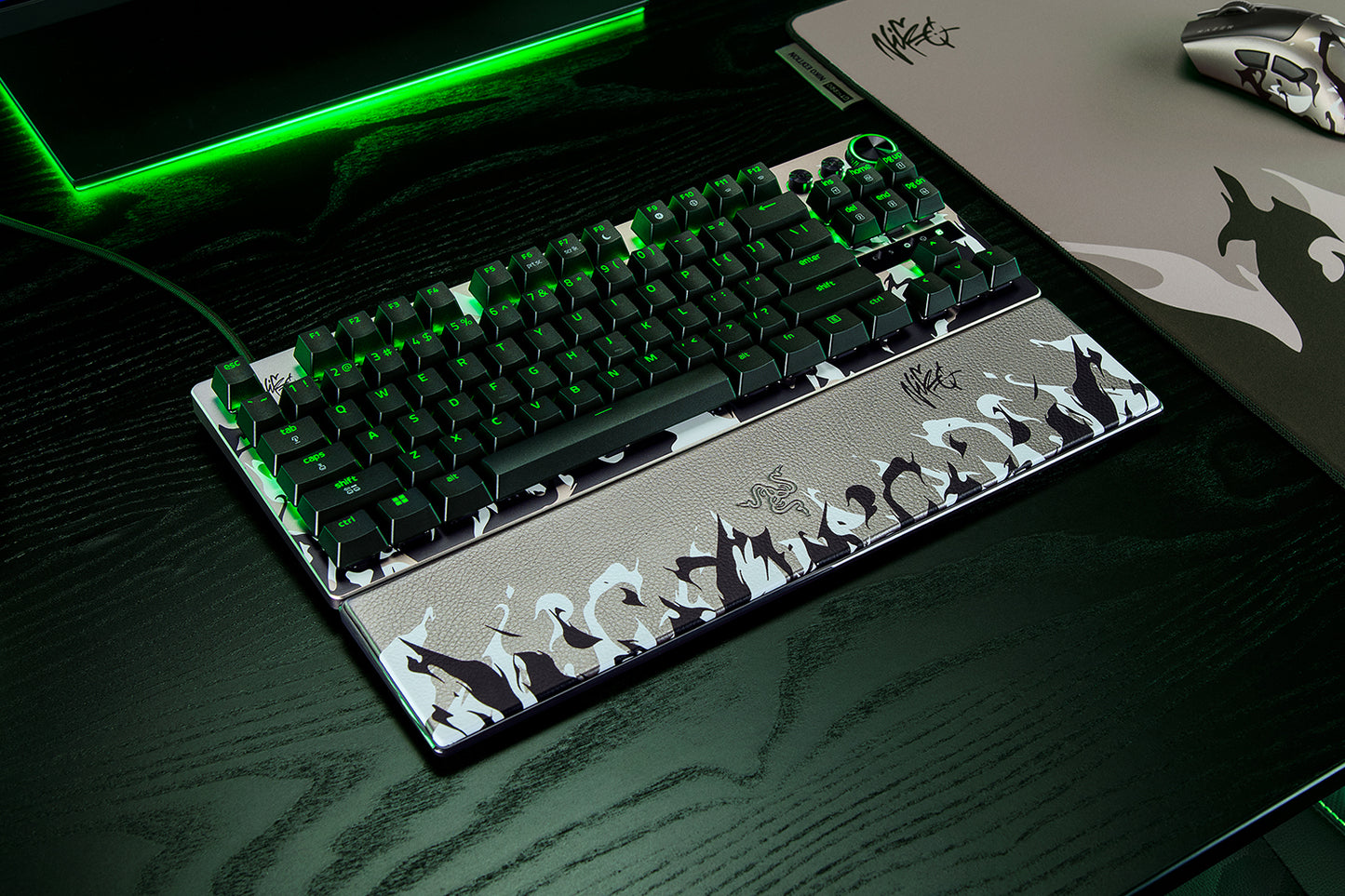 Razer Huntsman V3 Pro TKL 8KHz NiKo Edition with wrist rest attached