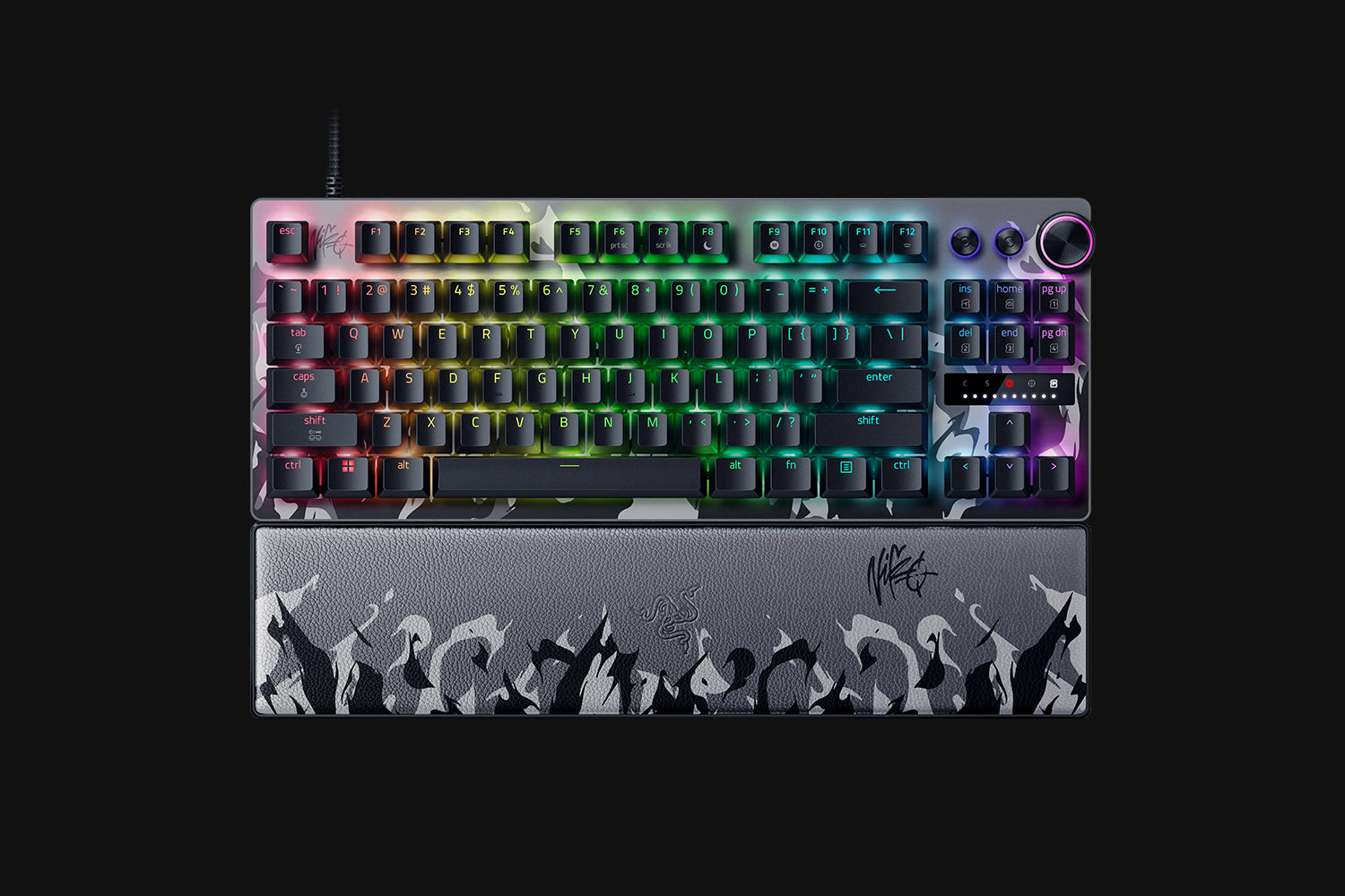 Razer Huntsman V3 Pro TKL 8KHz NiKo Edition side profile showing multi-function dial