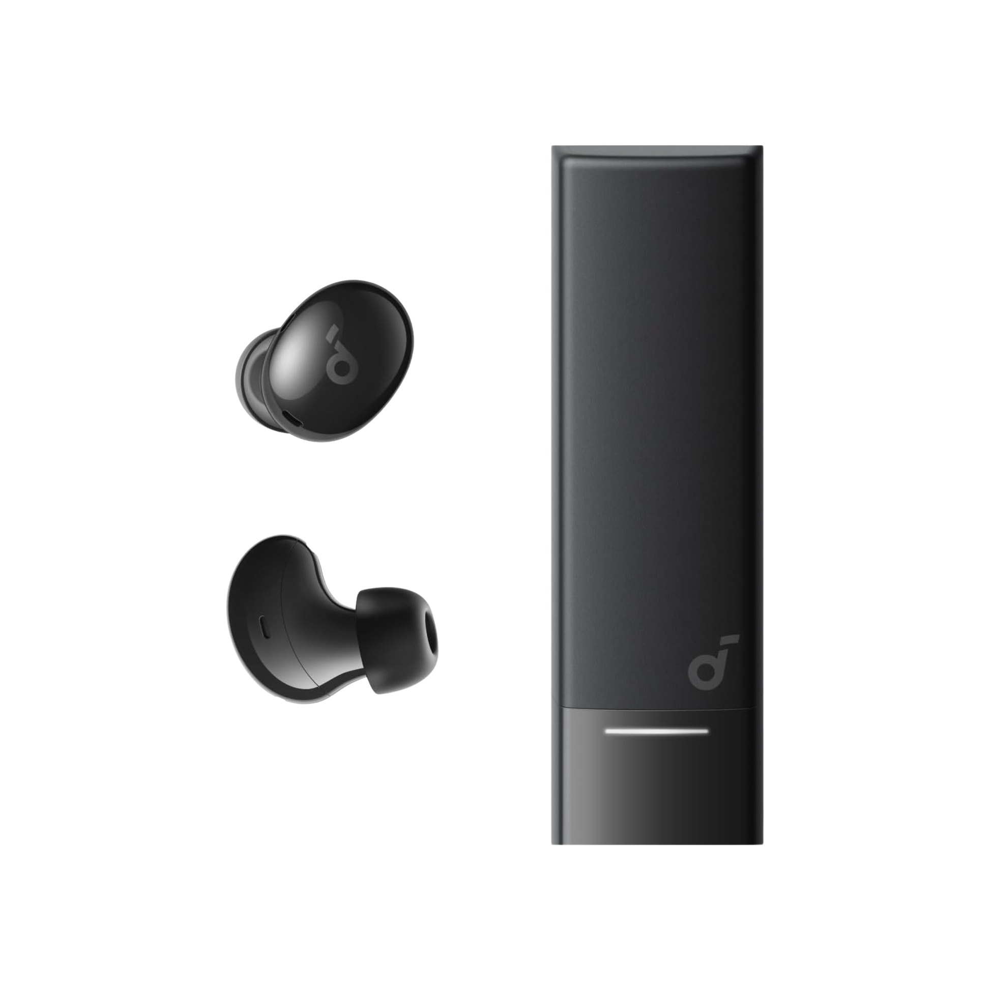 soundcore A30i earbuds official product image with lipstick-shaped charging case
