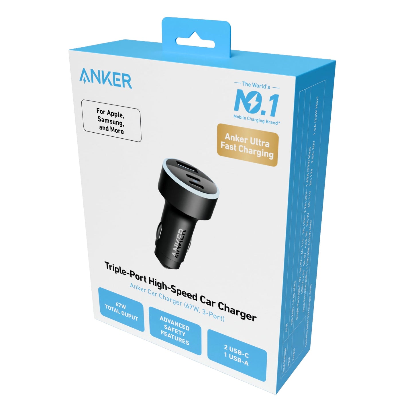 Anker 535 Car Charger 67W with Cable front view — available in Kenya at Trewrld KES 7,800, M-Pesa & free Nairobi delivery