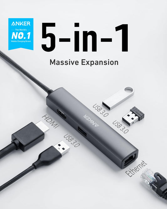 Anker 5IN1 USB C Hub front view — available in Kenya at Trewrld KES 9,000, M-Pesa & free Nairobi delivery