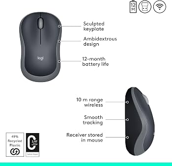 Logitech M185 front view — available in Kenya at Trewrld KES 6,180, M-Pesa & free Nairobi delivery