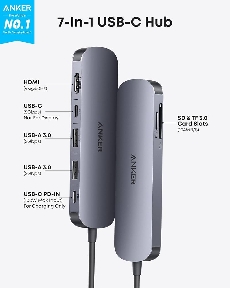 Anker 7IN1 USB Hub side view — available in Kenya at Trewrld KES 10,500, M-Pesa & free Nairobi delivery