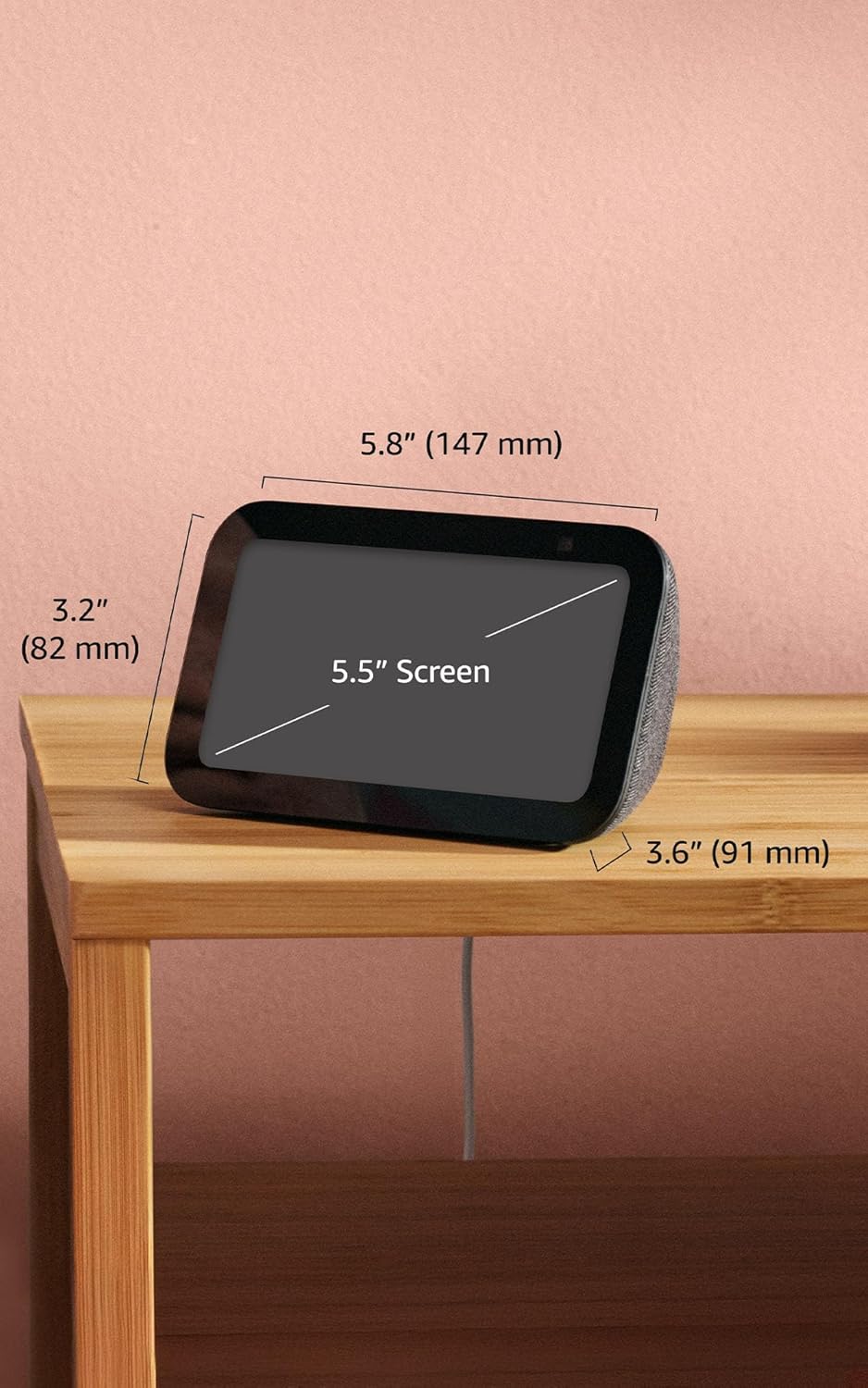 Echo Show 5 Charcoal angled view