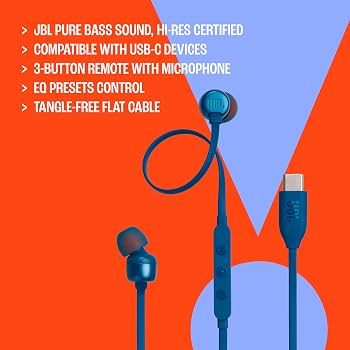 JBL Tune 310C USB-C In-Ear Headphones side view — available in Kenya at Trewrld KES 6,500, M-Pesa & free Nairobi delivery