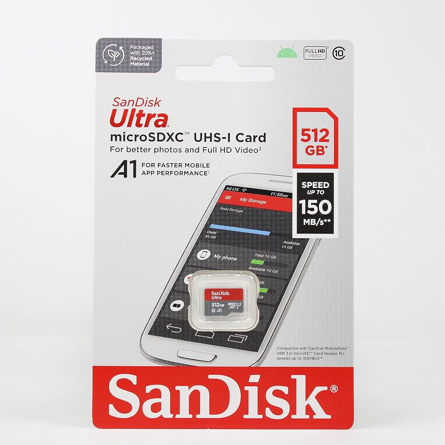 SanDisk 512GB Micro Class 10 front view — available in Kenya at Trewrld KES 11,000, M-Pesa & free Nairobi delivery