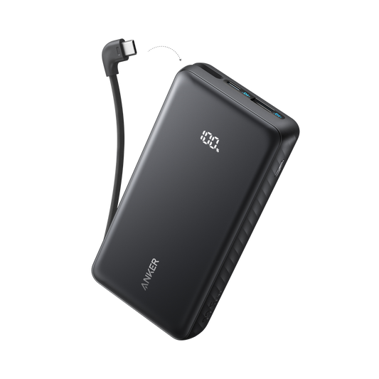 Anker Zolo Power Bank 20000mAh 22.5W with built-in USB-C cable - front view
