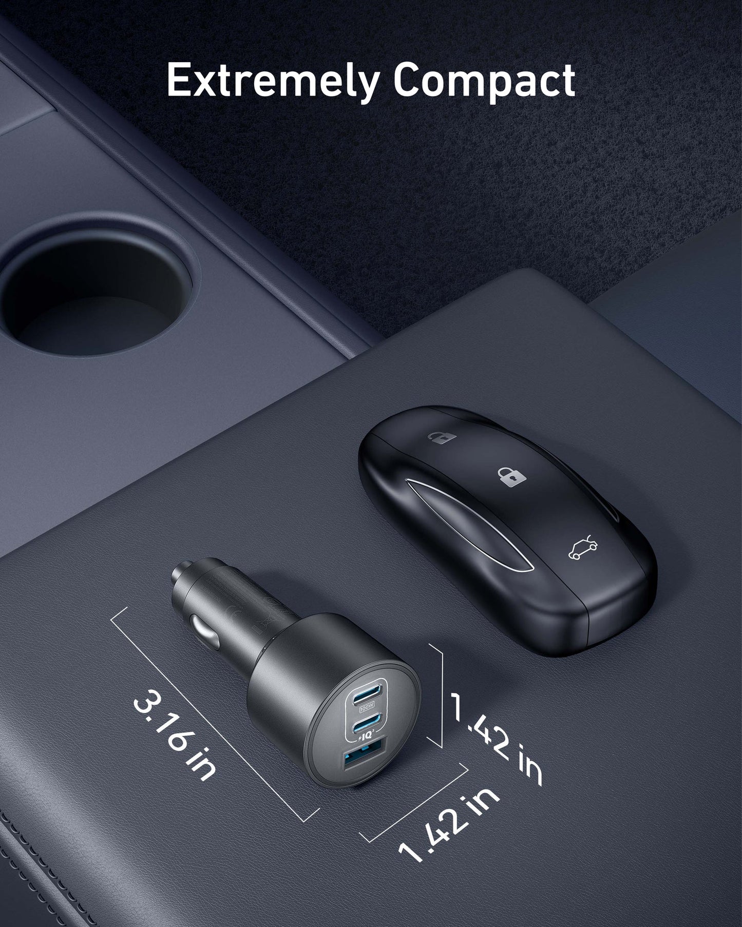 Anker Nano Car Charger 167.5W - ultra-compact 1.42 inch width design