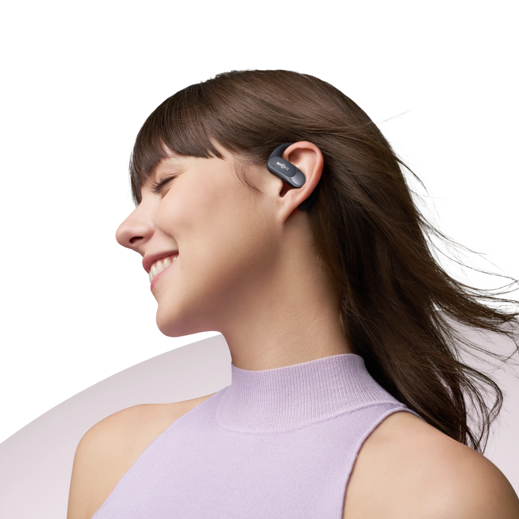 Shokz OpenFit Air in Black worn during daily wear