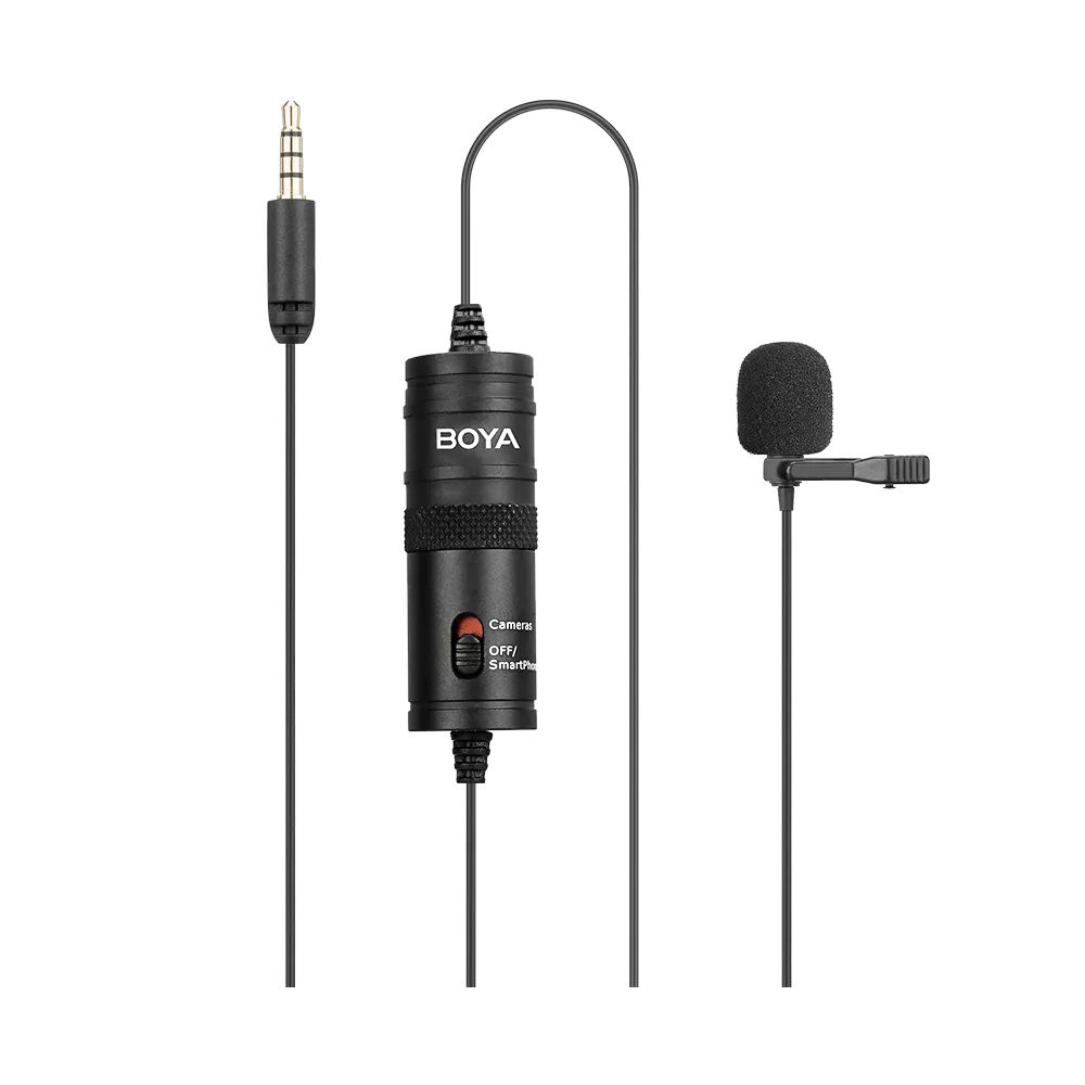 BOYA BY-M1 lavalier microphone with clip and windscreen