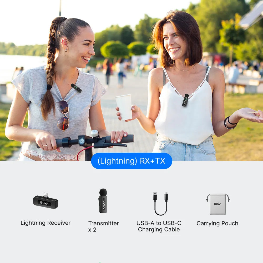 BOYA BY-V2 dual transmitter Lightning wireless microphone kit