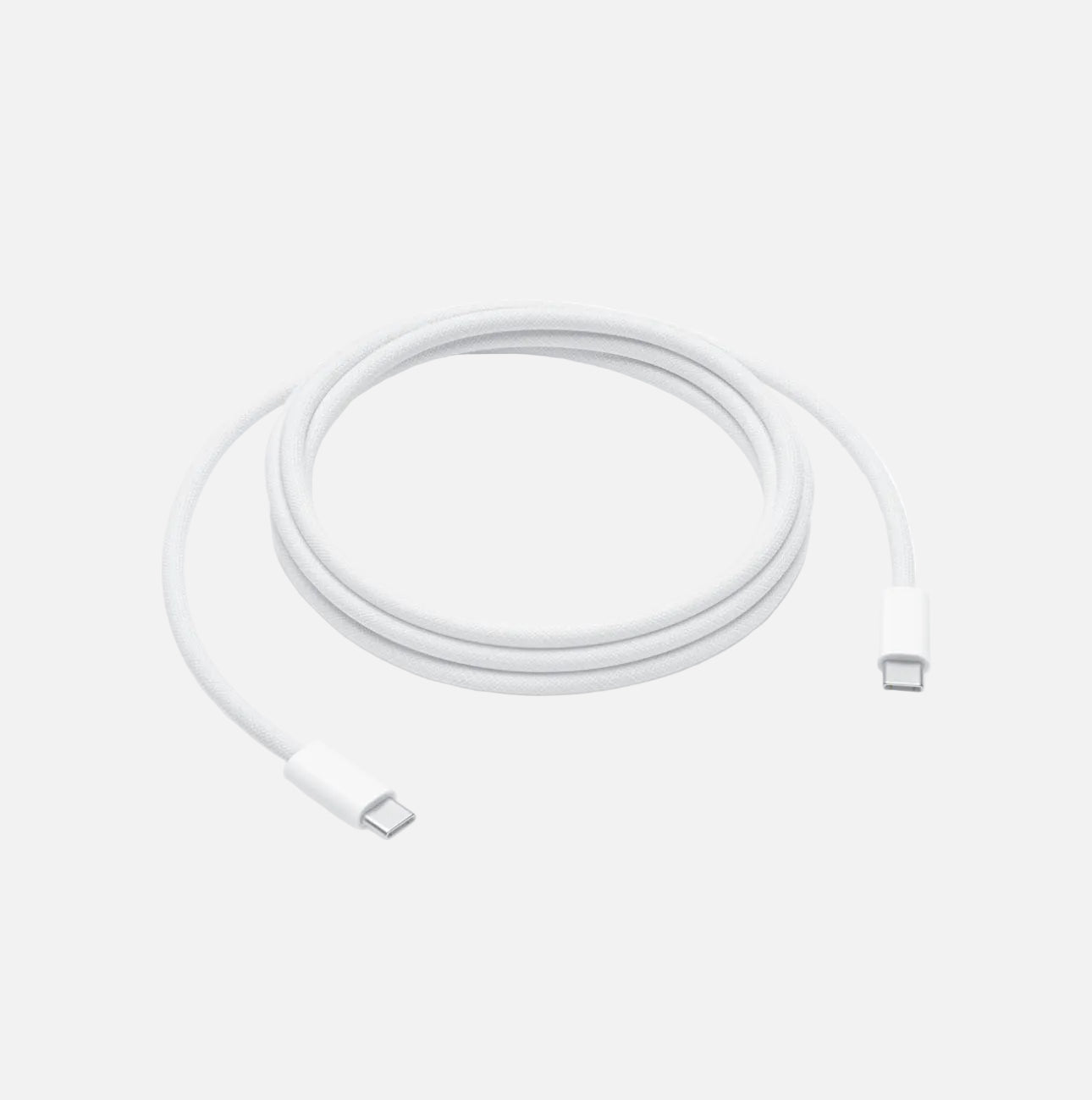 White USB-C cable on a white background