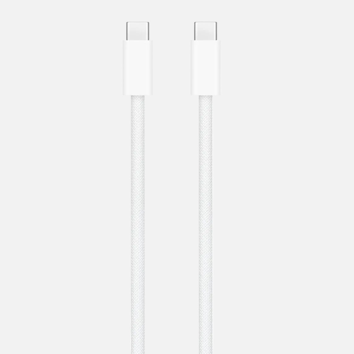 Two white USB-C cables on a white background