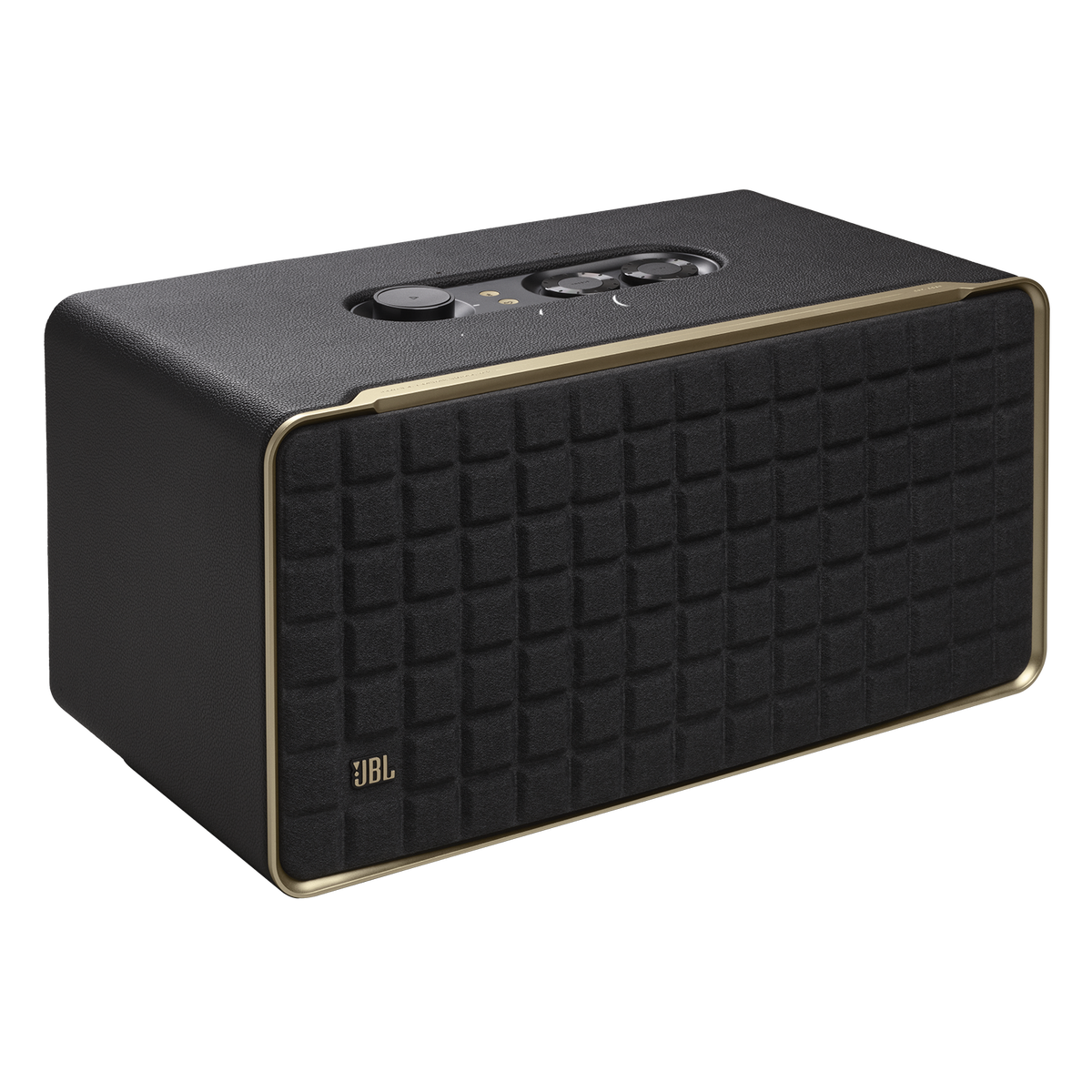JBL Authentics 500 retro-style Wi-Fi smart speaker in black - hero shot