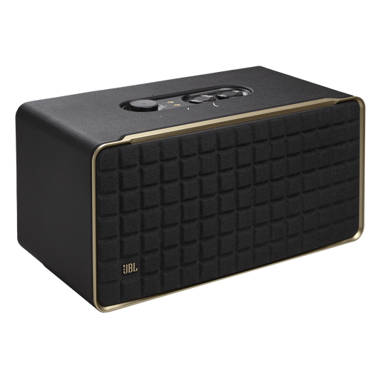 JBL Authentics 500 retro-style Wi-Fi smart speaker in black - hero shot