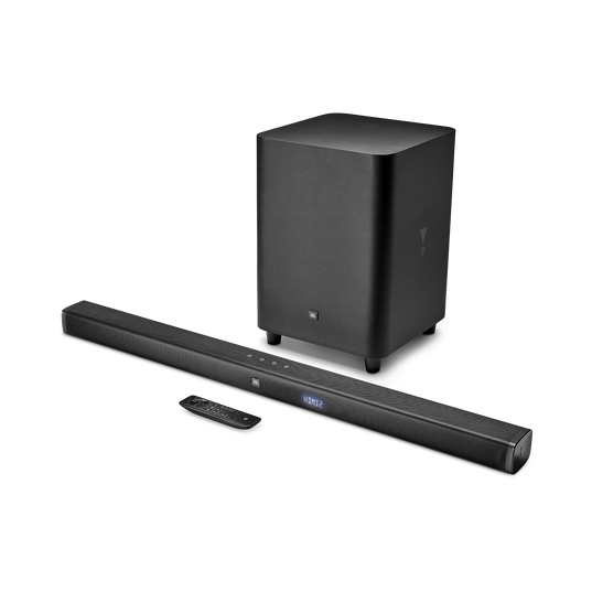 JBL Bar 3.1 soundbar and wireless subwoofer hero shot - official JBL product image