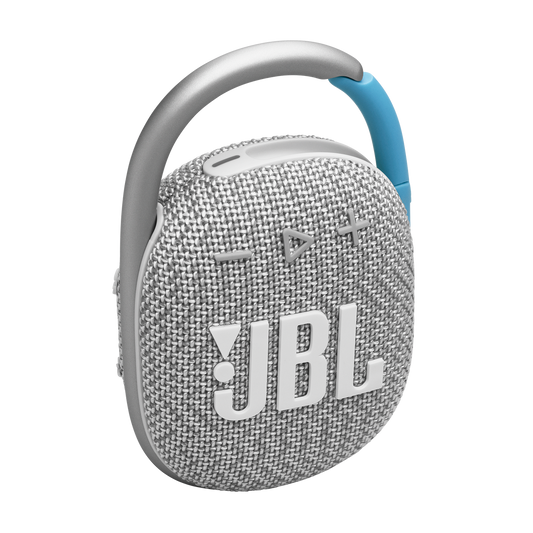 JBL Clip 4 Eco portable Bluetooth speaker in White - hero shot