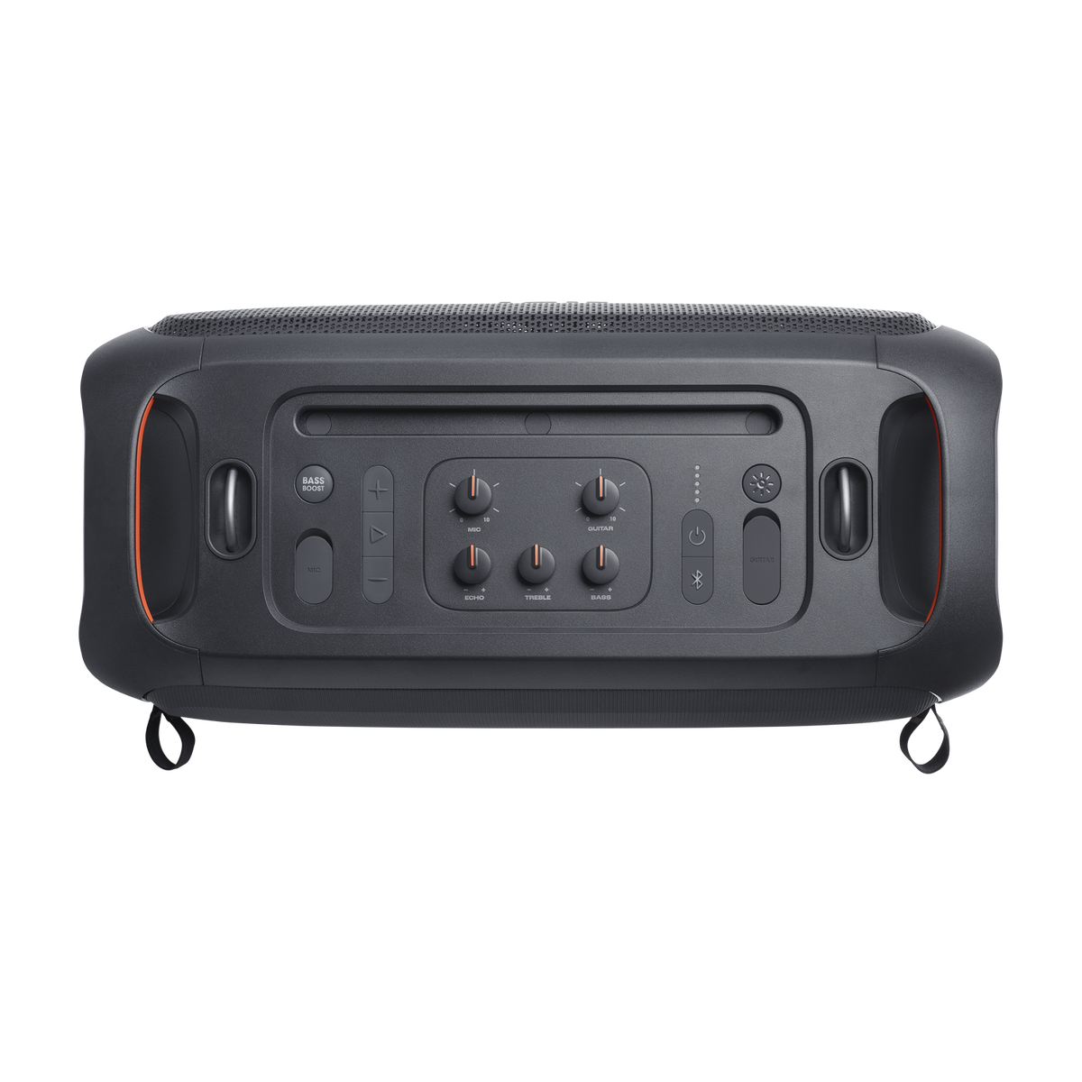 JBL PartyBox On-the-Go Essential - top view showing carry handle