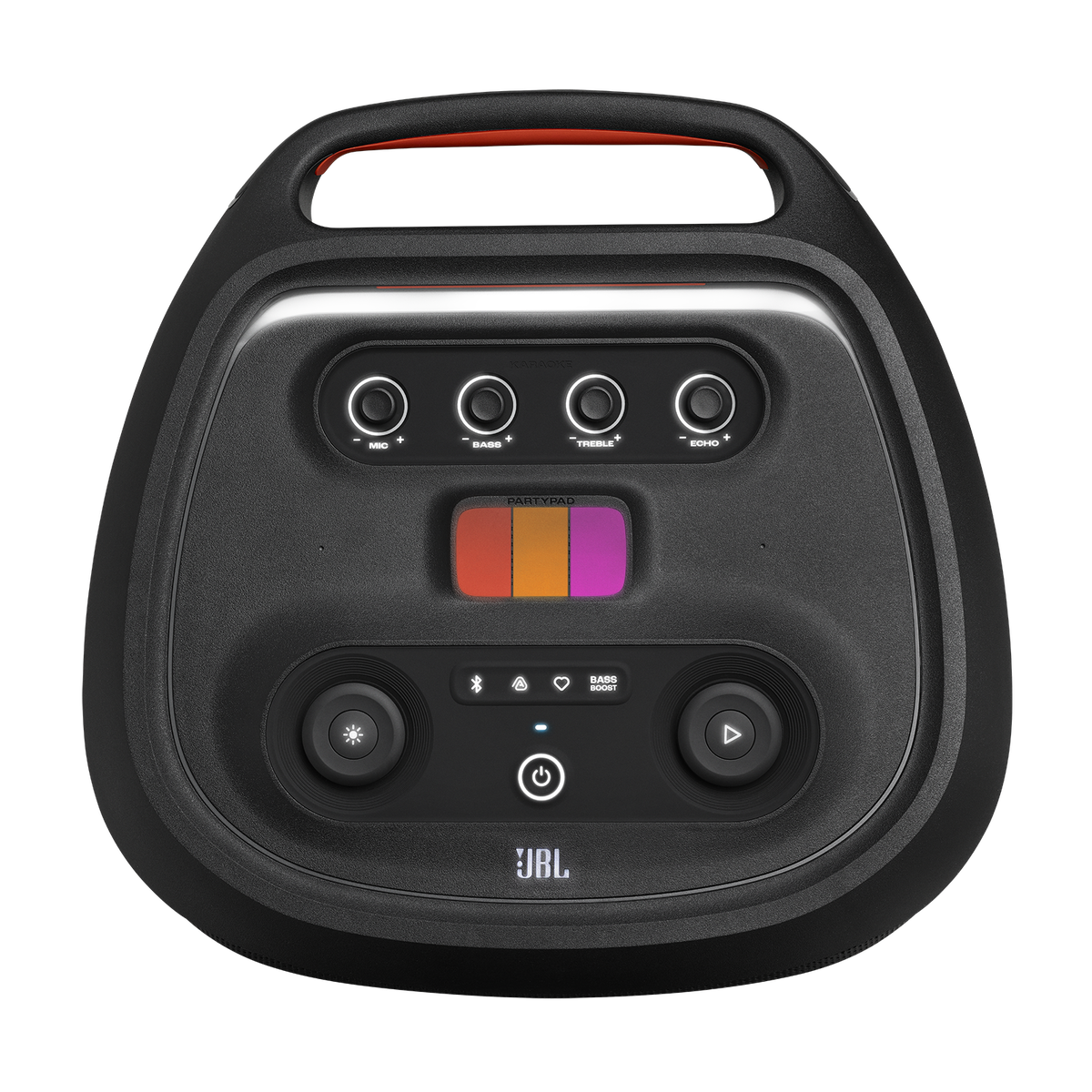 JBL PartyBox Ultimate top panel showing JBL PartyPad and control dials