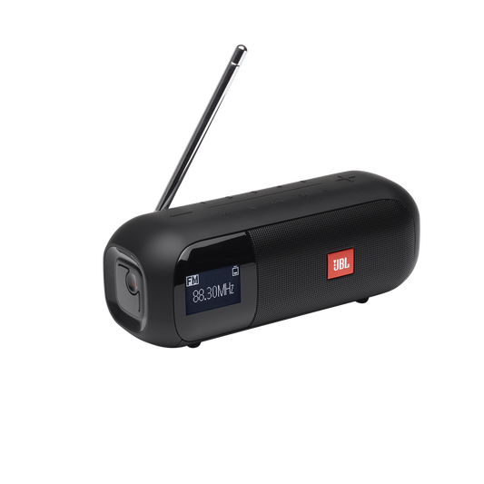 JBL Tuner 2 FM portable radio with Bluetooth in black, hero shot