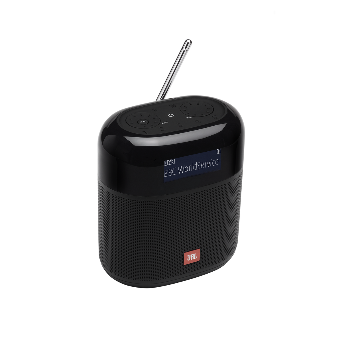JBL Tuner XL portable DAB/DAB+/FM radio Bluetooth speaker in black, hero view