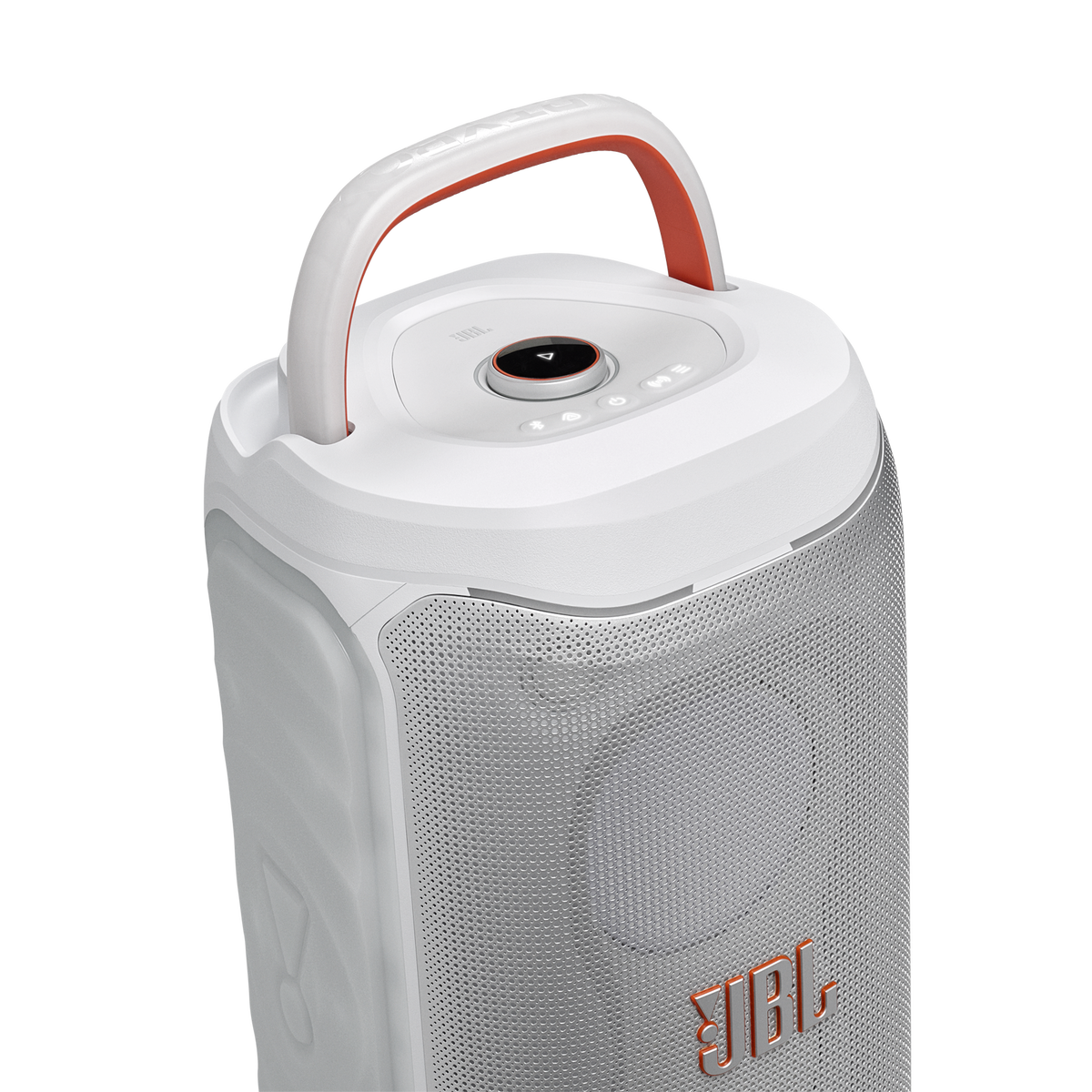 JBL PartyBox 130 three-quarter view with foldable handle