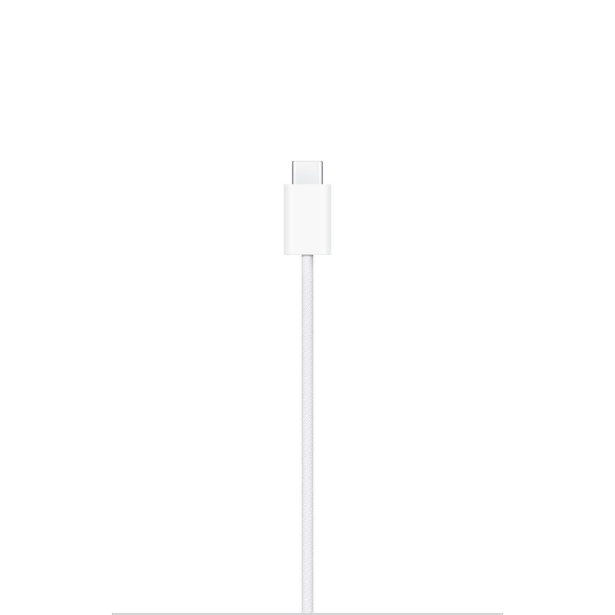 Apple MagSafe Charger USB-C connector close-up with white woven cable