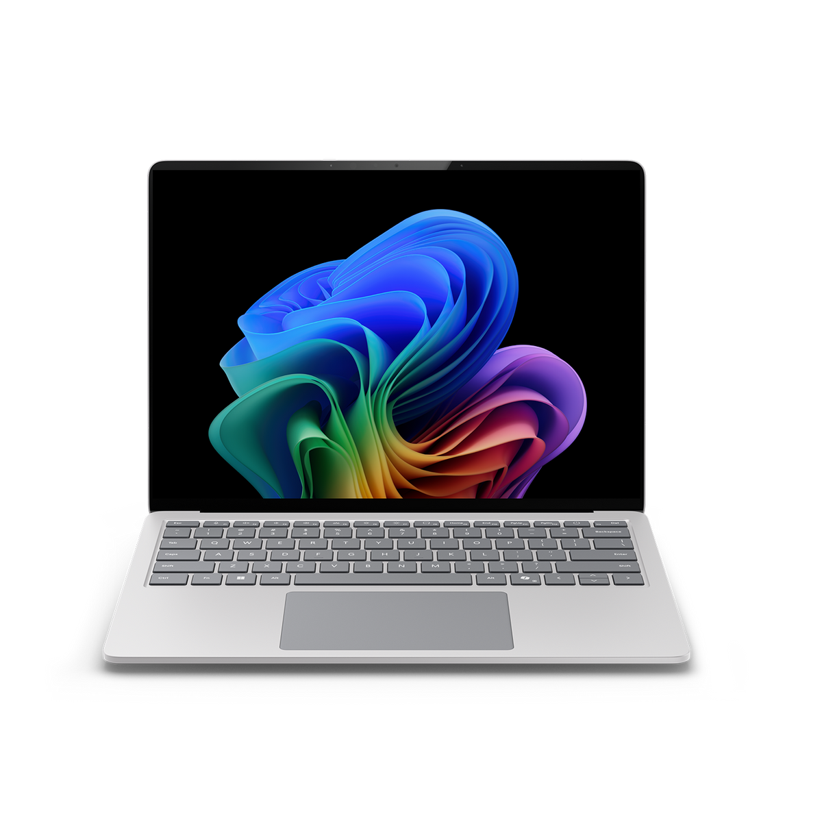 Microsoft Surface Laptop 8 13.8-inch in platinum, front view with Windows on screen