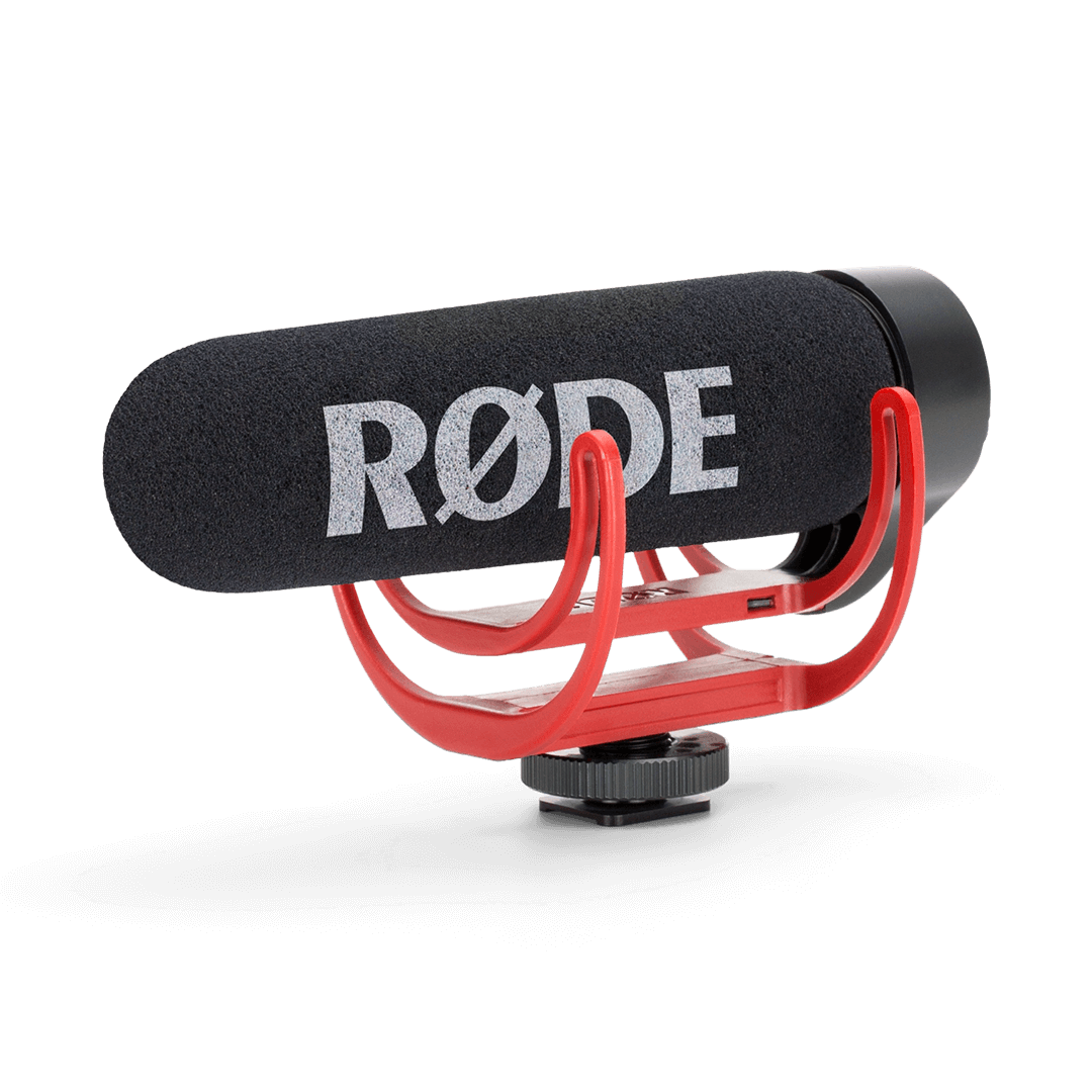 Rode VideoMic GO on-camera microphone - three-quarter front view