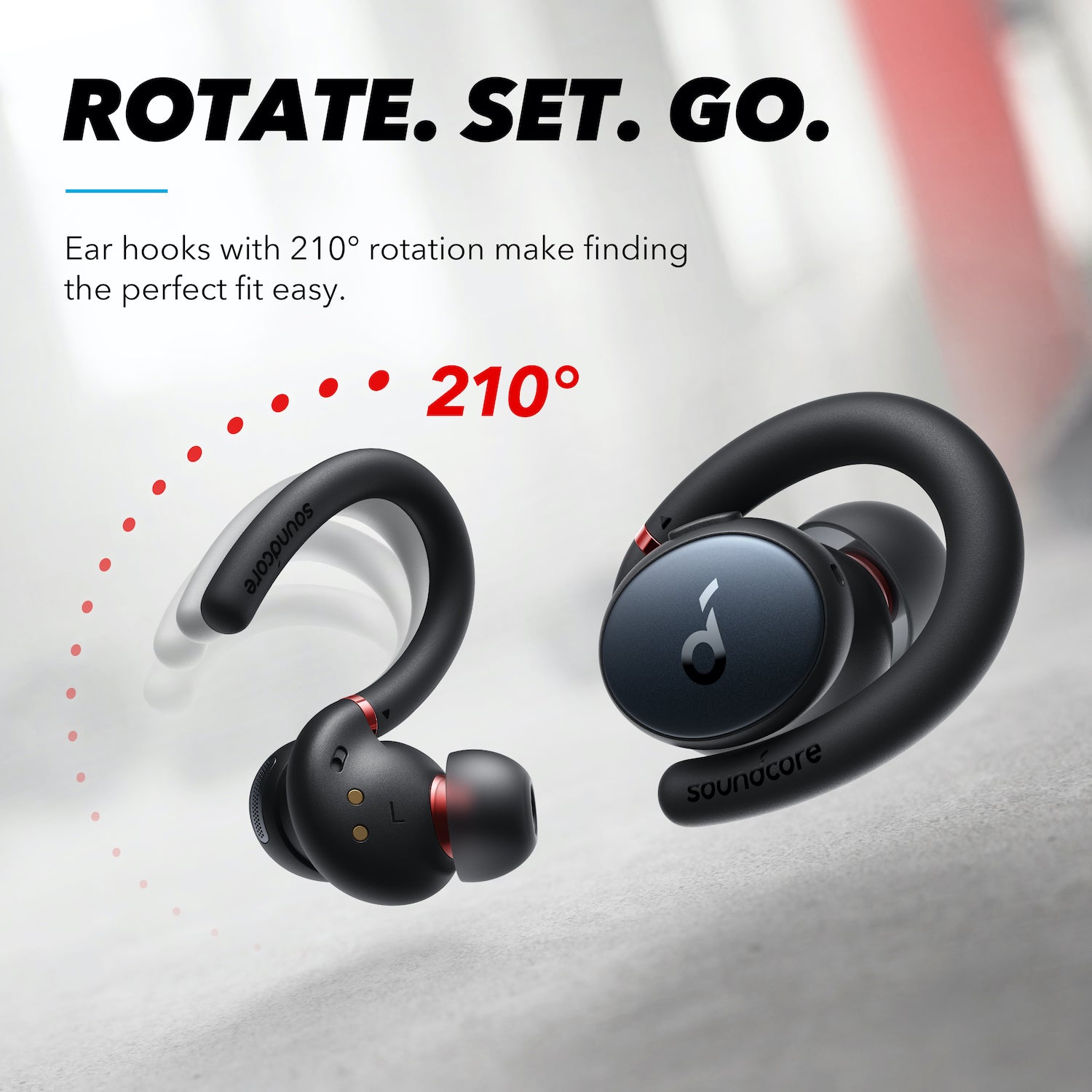 Soundcore Sport X10 210-degree rotatable ear hook mechanism