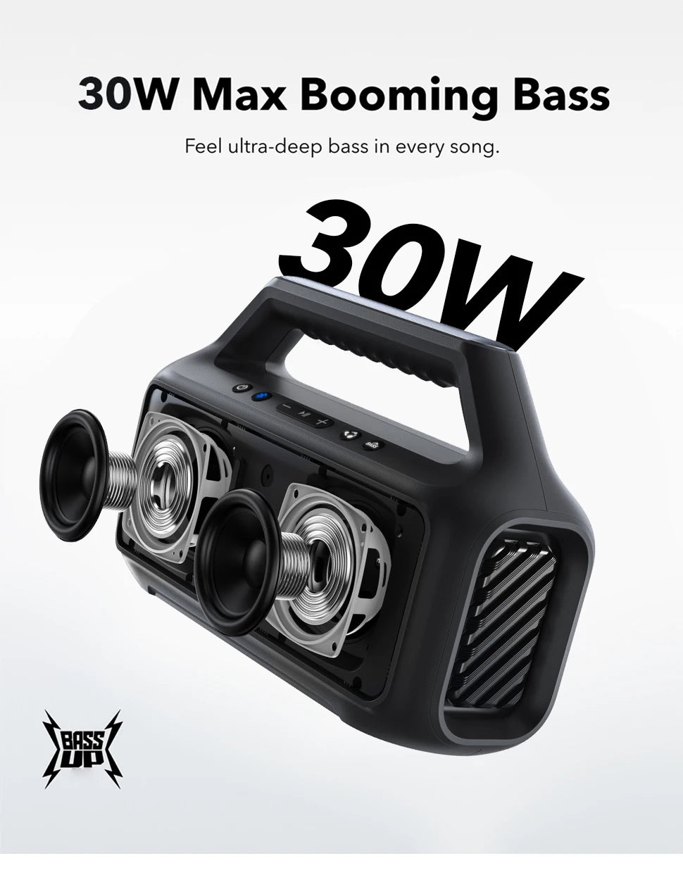 Anker BOOM2 SE Speaker side view — available in Kenya at Trewrld KES 13,500, M-Pesa & free Nairobi delivery