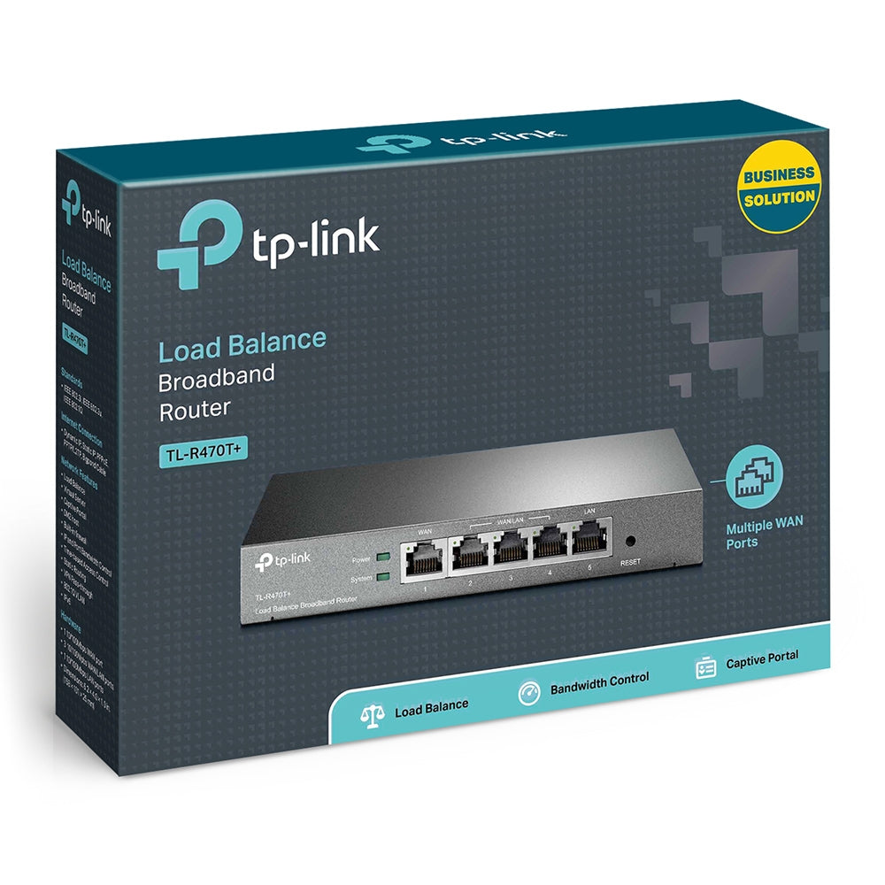 TP-Link TL-R470T+ router official angled view