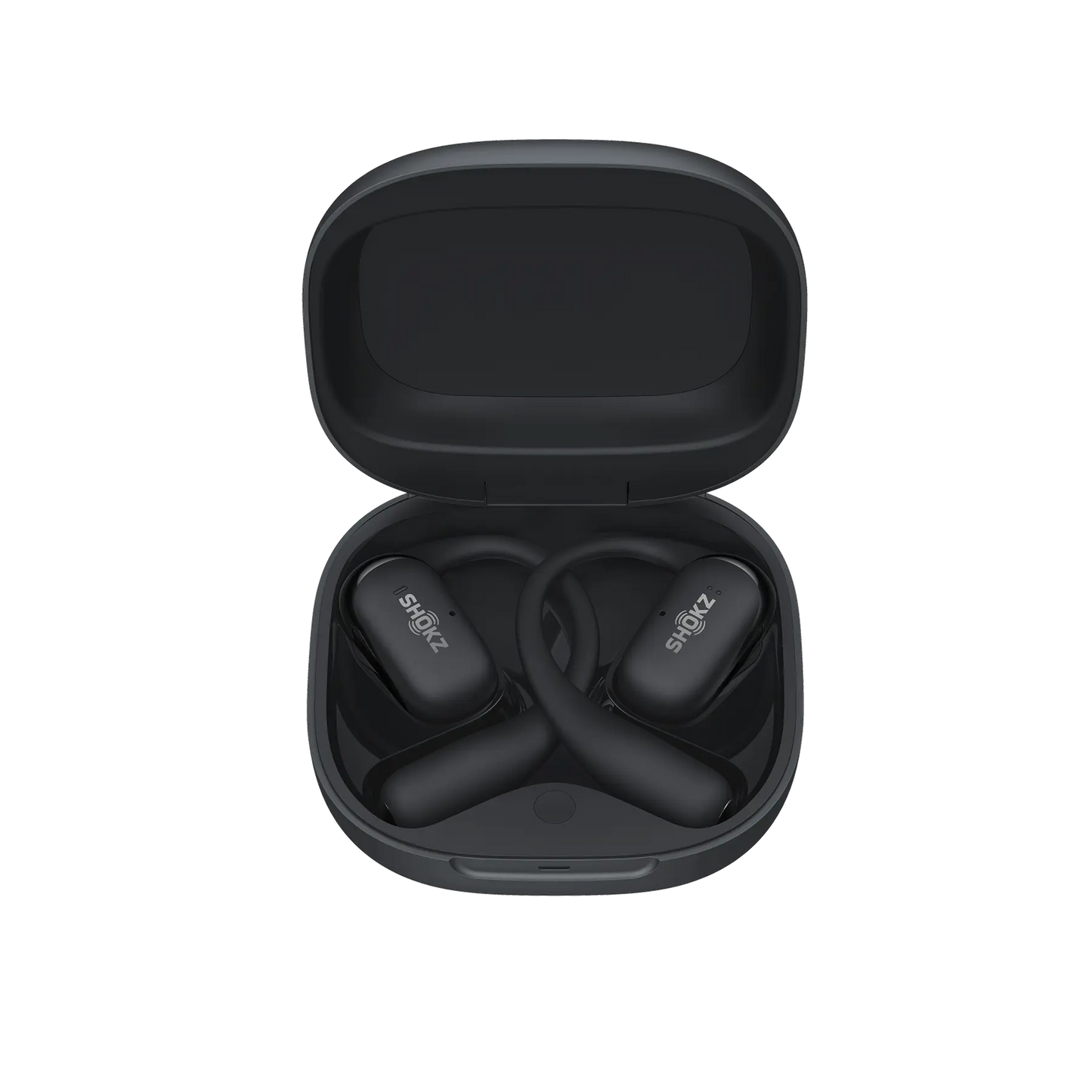 Shokz OpenFit 2+ in Black - secure ear hook fit detail