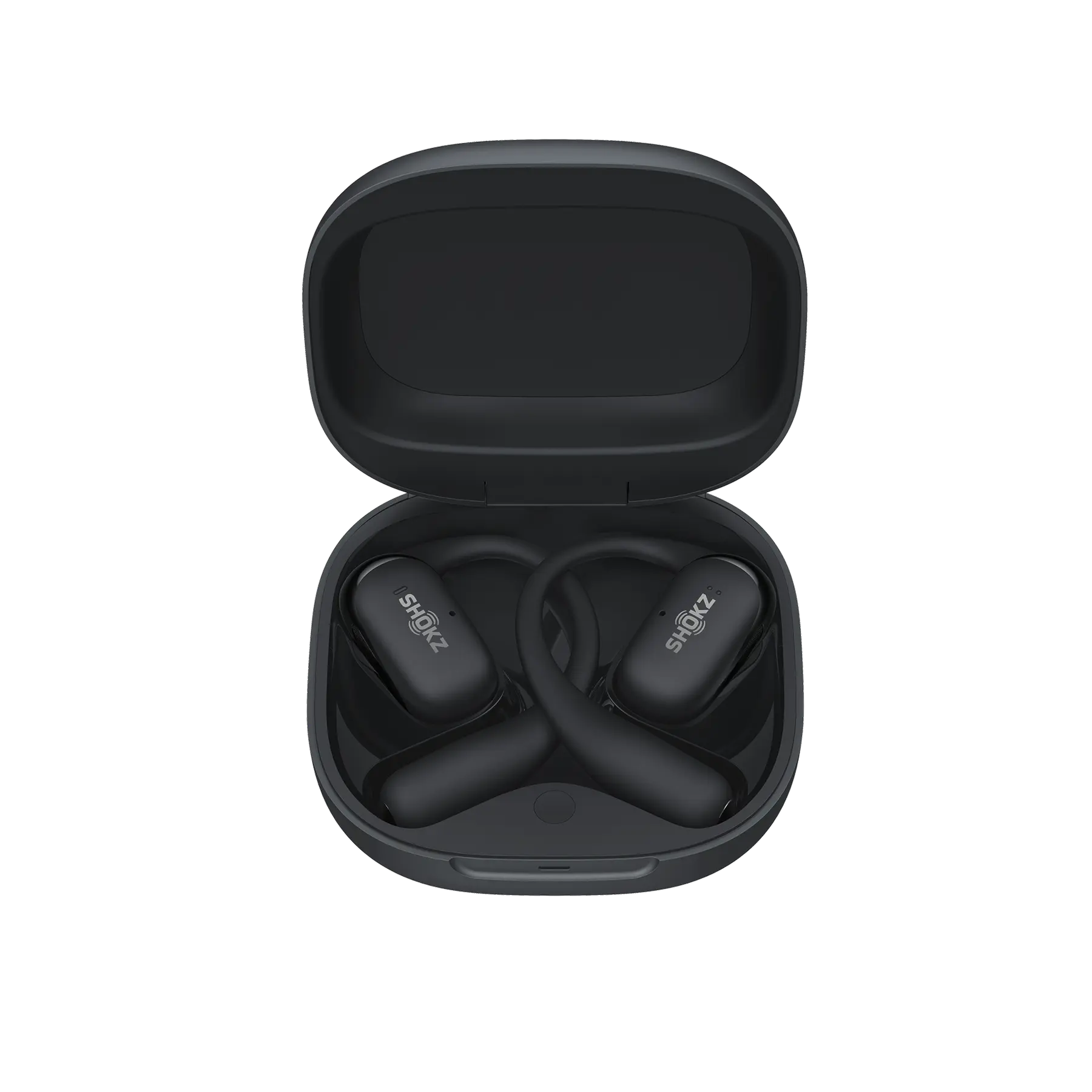 Shokz OpenFit 2+ in Black - secure ear hook fit detail
